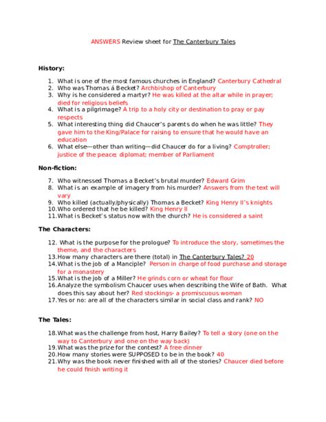 canterbury tales prologue questions answers